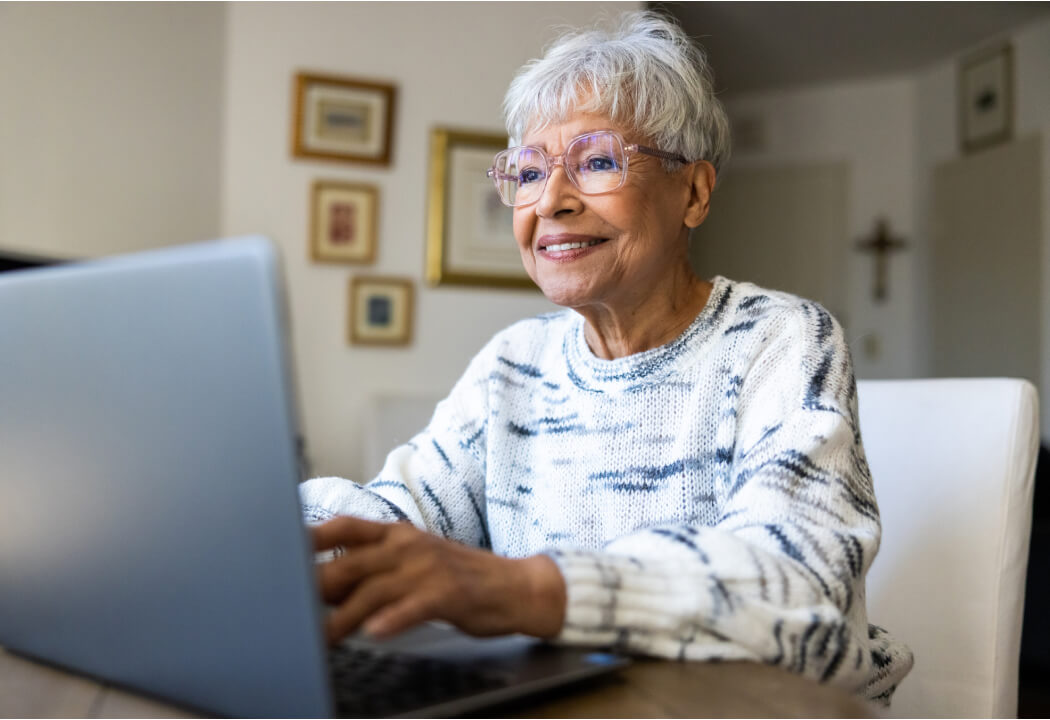 mature woman using laptop
